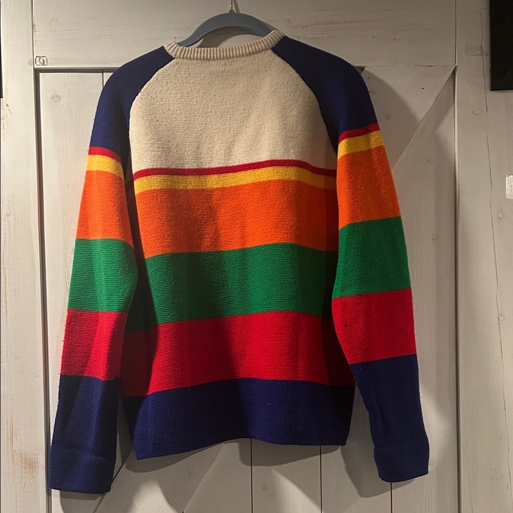 J. Crew Vintage Rare Colorblock 100% Wool Crewneck Sweater Unisex Medium - Picture 5 of 5